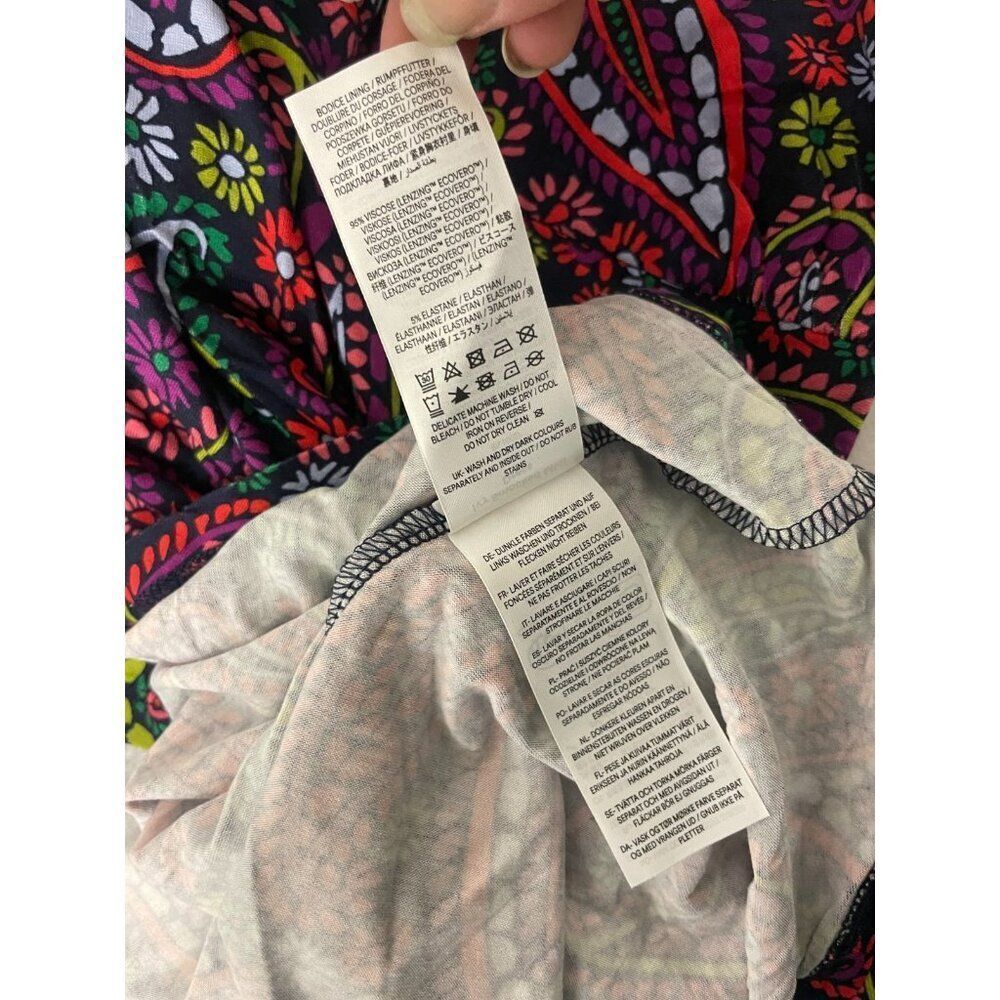 Boden Womens Dress Midi Paisley UK 10 US 6 Purple Ivy Smocked Vneck D1034 NWT - Picture 9 of 14